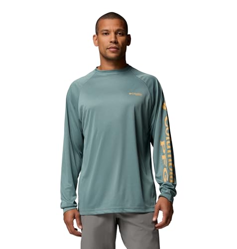 Columbia Hommes PFG Terminal Tackle Chemise Pêche Manches Longues, Metal Heather/Light Camel, X-Large Tall