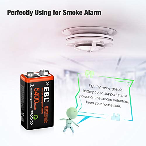 Ebl Usb Rechargeable 9V Lithium Batteries - 5400Mwh Long Lasting Li-Ion Batteries With Micro Charging Cable - Quick Charge In 2 Hours (4 Pack) #TOP5