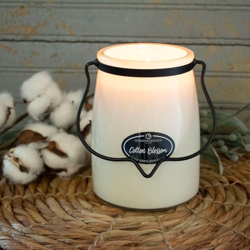 Image of Milkhouse Cotton Blossom Scented Soy Candle, 22 oz Butter Jar, 120+ Hr Burn