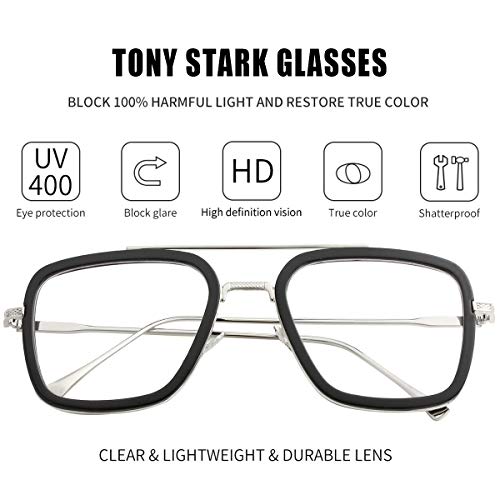 Image of Kursan Polarized Tony Stark Sunglasses for Men Women Vintage Square Metal Frame Iron Man and Spider-Man Eyeglasses