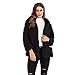 YOJOLO Chaquetas Fuzzy Mullidas De Las Mujeres con Capucha De Manga Larga Floja Caliente De La Capa del Invierno Frente Abierto Cardigan Peluche De Abrigo,Negro,XL