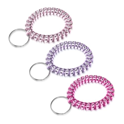 Image of TENOC Spiral Coil Keychain, Anti-lost Key Chain Holder Lanyard Cord for Sauna Outdoor Sports and Gym Pool