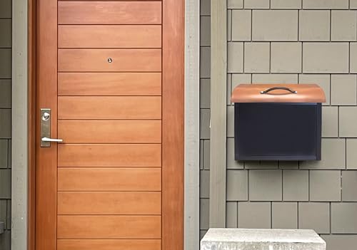 Image of NACH Handle Wall Mount Mailbox, Large Mailboxes for Outside Wall Mount, Extra Large Capacity Mailbox for Outside, Black & Copper, Outdoor Mailboxes, 12.2x5.4x10 Inches, Wall Mailbox, MB-8101