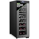 NutriChef 18 Bottle Wine Fridge - Dual Zone Wine Chiller, Adjustable Temperature 41°F to 64°F, Ultra Quiet Operation, Free Standing Wine Cooler For Home, & Office, 32 x 11 x 26 IN (Black)