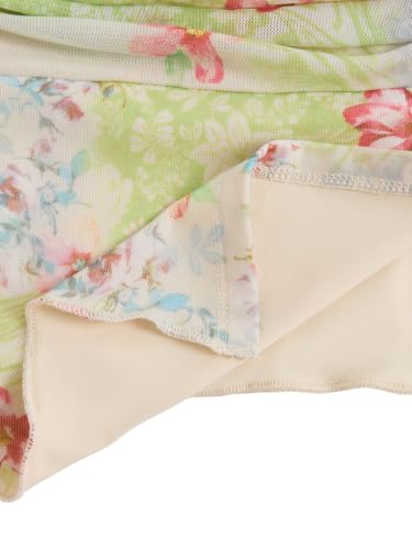 Image of Milumia Girl's Floral Ruched Tube Top Strapless Lettuce Trim Split Hem Bandeau Tops