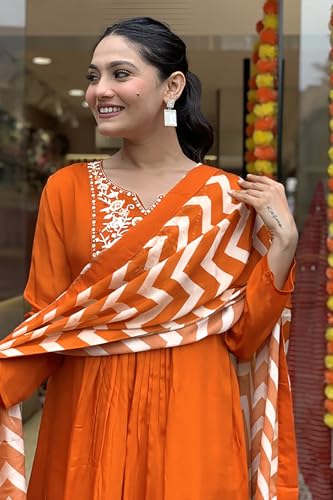 Image of Jwalin Women's Chinon Silk Kurta Pant Set with Dupatta|Kurta Set for Women|Ethnic Set