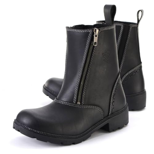 Milwaukee Leather MBL9327 Bota feminina de couro preto para motociclista com fecho de zíper duplo, P