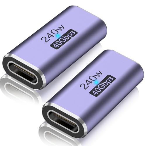 Yisica Paquete de 2 adaptadores USB C hembra a hembra, adaptador USB C con transferencia de datos de 40 Gbps, extensor PD tipo C, compatible con ROG Ally, Steam Deck, Switch y más portátiles, tabletas