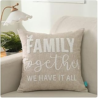 UKHP Embroidery Cushion Covers Decorative Sqaure Linen Throw Pillow Covers for Couch, Sofa, Chair, Living Room 45x45 cm, 18x18 inch Beautiful