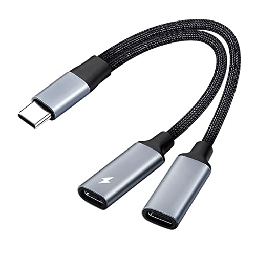 2in1 タイプC高速充電イヤホン変換ケーブル Type-CイヤホンジャックUSB C PD充電アダプタ 音声通話/音量調節/音楽イヤホン 二股 高耐久 ナイロン編み 接続ケーブル対応 Samsung S21/S20/Google pixel5/4/3/3