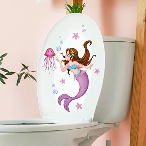 Mestiker 便器シール 海底の世界 人魚姫 クラゲ 便器 ウォールステッカー 壁紙シール おしゃれアート可愛いシール 浴室トイレシール式ステッカー pvc防水です剥がせる 部屋飾り装飾品wall sticker decoration DIY 壁紙シール はがせる おしゃれ 北欧 モダンアート [4]