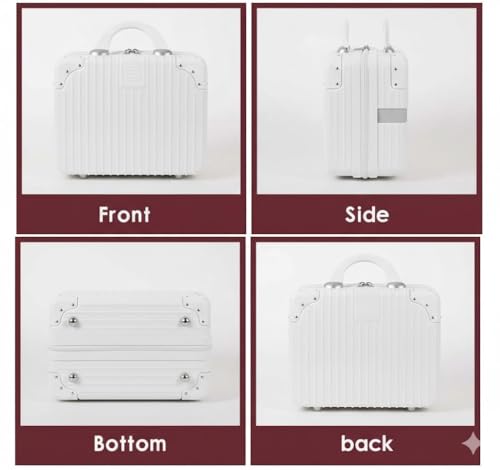 Image of Cosmetic Bag Case Travel Hand Luggage Small Portable Carrying Suitcase Makeup Case for Women Organizer Box Vanity Mini Suitcase (White)