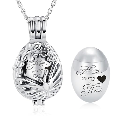 Minicremation Collana con Ciondolo a Forma di Urna a Goccia Farfalla per Ceneri in Acciaio Inox, Mini Urna Ricordo per Donne e Uomini, Ciondolo in Acciaio Inox per Cremazione, Gioielli di Ricordo, 1 x
