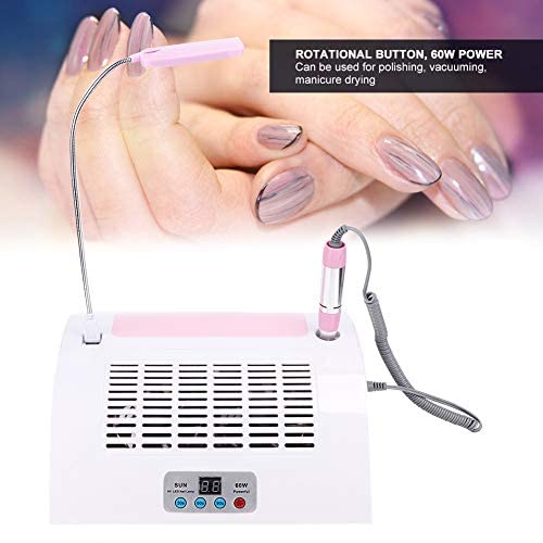 Miniatura 3 de Colector de polvo de uñas 5 en 1 con taladro, máquina eléctrica multifuncional para taladro de uñas con colector de polvo, lámpara de escritorio
