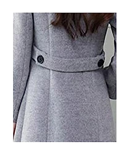 Sexyshine Women's Winter Double Breasted Maxi Pea Coat Long Sleeve Shawl Collar Long Warm Wool Work Trench Coat4