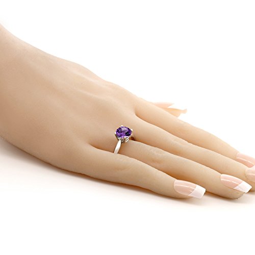 Gem Stone King 925 Sterling Silver Purple Amethyst Solitaire Engagement Ring For Women (1.10 Cttw, Round 7MM, Gemstone February Birthstone, Available In Size 5, 6, 7, 8, 9)4