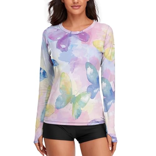 Chemise de sport femme manches longues légère motif papillon
