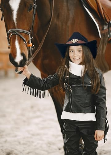 Jastore Western Cowboy Hat for Kids Girls with Heart Shaped Buckle Blet Cowgirl Hat Rodeo Party Hats4