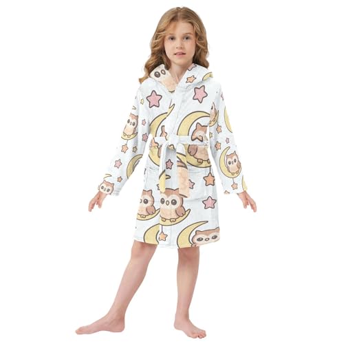 GuoChe Bathrobe Kids Girls Halloween Moonlit Owls Girls Robe With Hood2