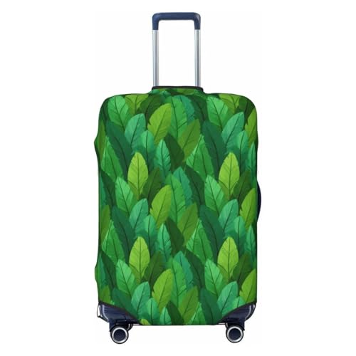 Green Feathers Texture Elastic Travel Luggage Covers Dustproof Scratch-Resistant Suitcase Protector Fit 22-24 Inch
