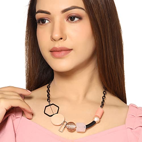 Image of Yellow Chimes Necklace for Women and Girls Fashion Choker Necklace for Women Western | Geometric Statement Style Choker Necklace | Birthday Gift for Girls & Women Anniversary Gift for Wife