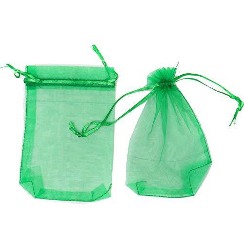 Image of Dealglad 50pcs Drawstring Organza Jewelry Candy Pouch Christmas Wedding Party Favor Gift Bags (3.5x4.5 inch, Green)