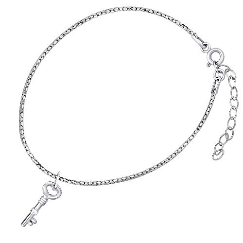 Preisvergleich Produktbild SILVEGO Damen Fußkettchen aus 925 Sterling Silber Schlüssel
