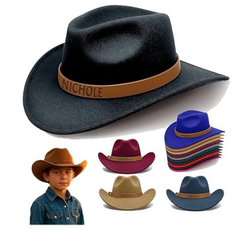 Custom Toddler Cowboy Hat for Boys & Girls - Personalized Western Hat with Leather Hatband, 10 Colors Beige