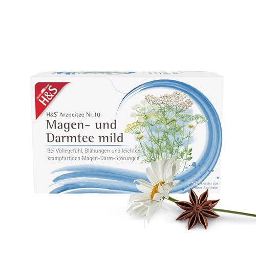 H&S Magen- und Darmtee mild: Arzneitee Nr. 10 mit Schafgarbenkraut Anis Fenchel Kümmel Kamille für Magen und Darm 20 x 2 g