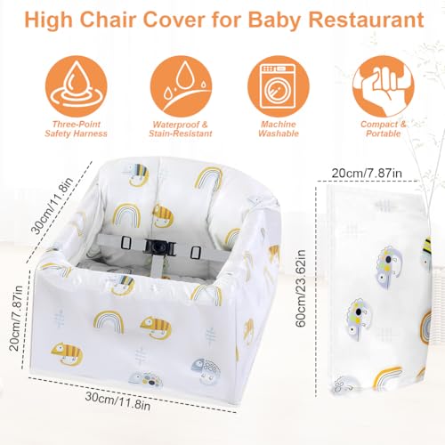 Image of Upgrade High Chair Cover Restaurant with 3-Point Harness, Highchair Pad with Straps, Machine Washable, Waterproof, High Chair Seat Liner for Eating, Travel, Home Use - Fits Wooden Chairs