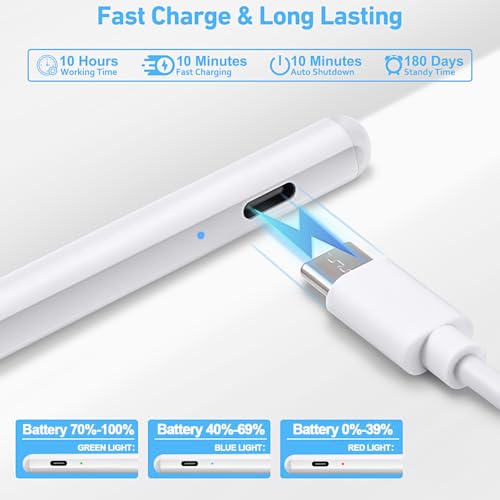 Image of Stylus Pen for ipad, Active Pencil with 10 Mins Charge, Palm Rejection Tilt Sensor, Magnetic-Pen Compatible with 2018-2025 iPad-Pro 11 inch /12.9 inch,iPad-10 /9 /8 /7 /6,iPad mini 5 /6,iPad-Air3 /4 /5