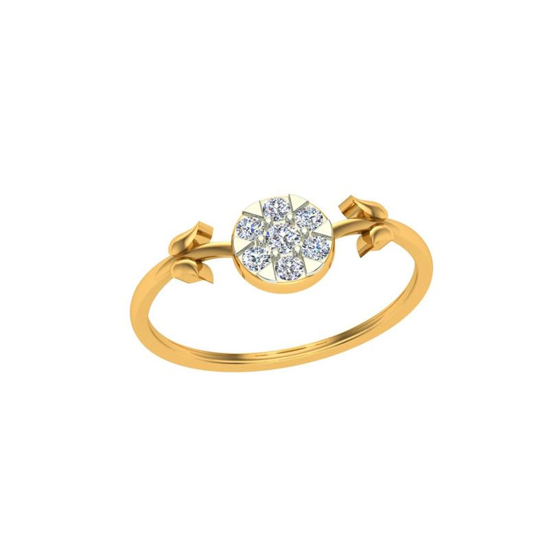 Image of DISHIS 18K(750) /14K(585) Yellow Diamond Flower Ring for Women