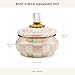 MACKENZIE-CHILDS Enamel Squashed Pot, Cute Enameled Container with Lid, 20 Ounces, Pink-and-White Rosy Check