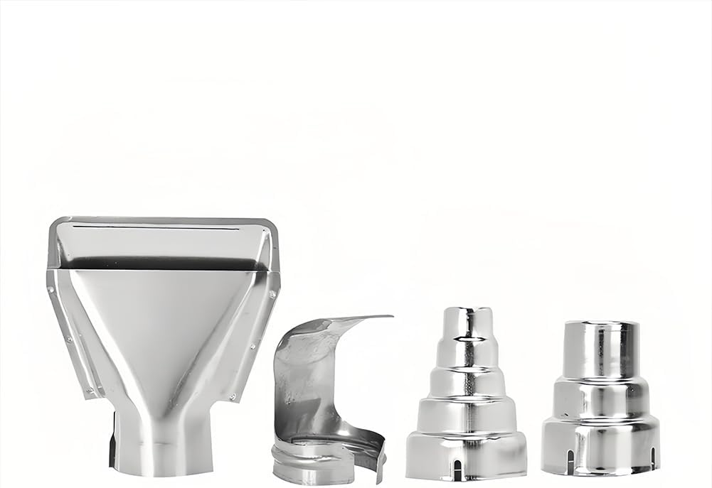 Heat Gun Air Nozzles, 4Pcs Hot Air Gun Attachments Kits Stainless Steel Mouth Tip Electric Kit Accessories Industrial Soldering Station Nozzle Tool Air Outlet Shrink Wrap Replacement for Hot Air Solde