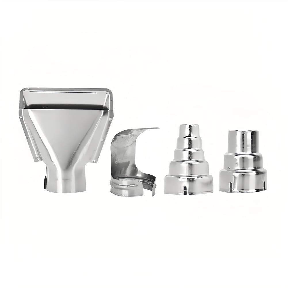 Joyzan Silver Universal Heat Gun Nozzles Kit, Stainless Steel Electric Air Mouth Tips Kit Accessories Industrial Tools Shrink Wrap For Hot Solder Thawing Bending Soldering Pipes Station Repair Tool Accessory 4Pcs