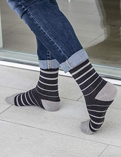 Image of Relaxsan FANCY 810-02 (Graphite, Sz.XL) STRIPED pattern unisex Cotton socks graduated compression 15-20 mmHg, 100% Made in Italy