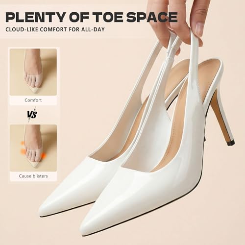 Image of heelchic Slingback Heels for Women Pointed Toe Stiletto Heel Closed Toe Pumps Slip on High Heels 2.95 inch Dress Pumps