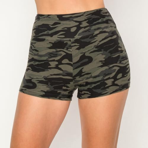 Image of ALWAYS Women Workout Yoga Shorts - Premium Soft Solid Stretch Cheerleader Running Dance Volleyball Short Pants Black Camo 143 3XL