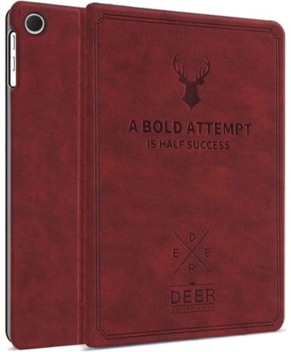 Image of Robustrion for Samsung Galaxy Tab A11 8.7 inch & A9 8.7 inch Cover Case, Deer Flip Cover Case for Samsung Tab A11 Tablet Cover 8.7 inch [Auto Sleep Wake Support] - Vine Red