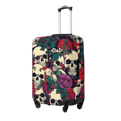 Floral Skulls Print Luggage Suitcase Cover Protector Luggage Washable Covers With Concealed Zipper2