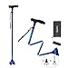 BigAlex Folding Walking Cane with LED Light,Pivoting Quad Base,Adjustable Walking Stick with Carrying Bag for Man/Woman （5.5'-6.3' Blue ）
