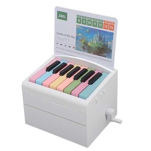 Pomya Playable Piano Desk Calendar 2024 USB Rechargeable Mini Piano Calendar with 52 Weekly Calendar Cards and Sheet Music Volume Adjustable Gift for Family and Friends (White)