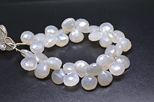 Perle chalcédone briolette cœur facettée 10-11mm pour enfilage collier
