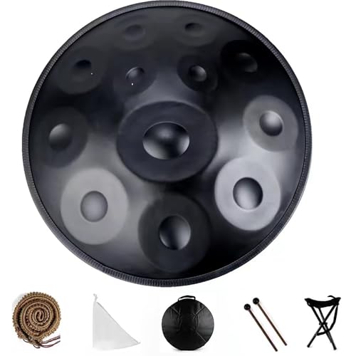 Tambour à main en acier 22 pouces 12 notes noir instrument percussion