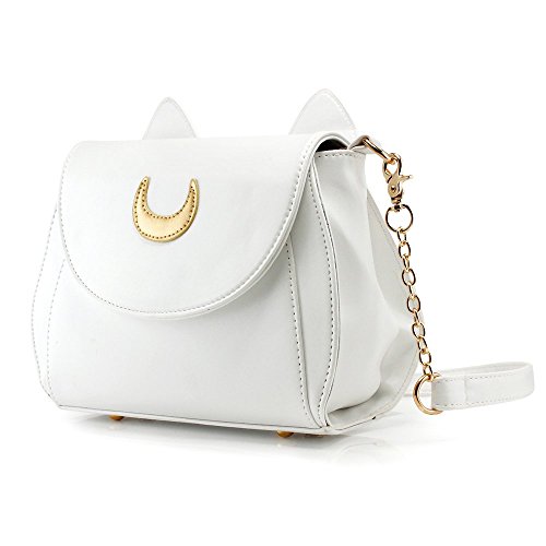 Image of OCT17 Moon Luna Design Purse Kitty Cat satchel shoulder bag Designer Women Handbag Tote PU Leather Sailer Style