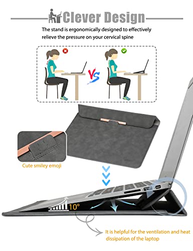 HYZUO 13 Inch Laptop Sleeve Case with Stand for MacBook Air 13 M5 A3449 M4 M3 M2 M1 2026-2018, 13" MacBook Neo 2026 A3404 - Image 2