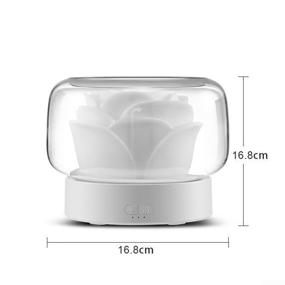Humidificador eléctrico de aroma de 400 ml de capacidad, con forma de flor, aceite esencial, con iluminación LED, funcionamiento silencioso, temporizador de 60 minutos para aromaterapia en