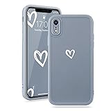 LAPOPNUT Compatible with iPhone Xr Case for Women Girls Cute Shockproof Protective Soft TPU Phone Case with Heart Pattern Design Back Bumper Slim Cover Cases iPhone Xr Grey