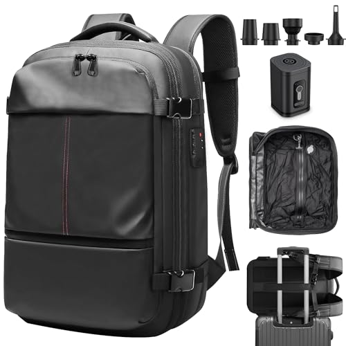 Vacuum-Backpack-Travel-Vacuum-Compression-Travel-Backpack-with-Pump-Water-Resistant-TSA-Anti-Theft-Ideal-for-TravelCampingLaptop-With-Electric-Air-Pump-Black Vacuum Backpack Travel, Vacuum Compression Travel Backpack with Pump, Water Resistant & TSA Anti Theft, Ideal for Travel/Camping/Laptop (With Electric Air Pump & Black) - Image 1