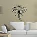 Indien Tribal Éléphant Tête Autocollant Mural Vinyle Décor À La Maison Murale Amovible Éléphant Visage Motif Murale Murale 59X59 Cm
